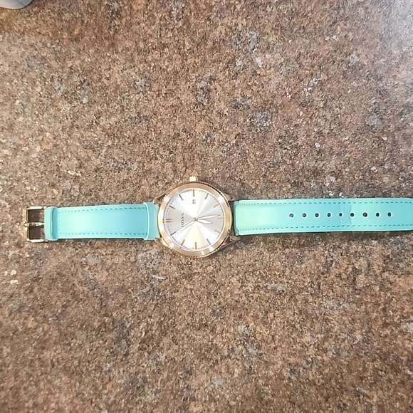 Fossil Watch- Typographer with Rosegold Case and Seafoam Leather Band - Picture 2 of 4